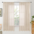 BGment 63 Inches Long Burlap Linen Semi Sheer Curtains by BGment