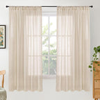 BGment 63 Inches Long Burlap Linen Semi Sheer Curtains by BGment