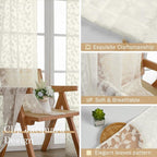 Chyhomenyc Ivory Sheer Curtains 30 Inch Length, Light Filtering Leaf Tufted - Image 7