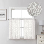 Lecloud Leia Ivory 2 PCS Sheer Kitchen Curtains 30 Inch Length, Breathable Clip by Lecloud