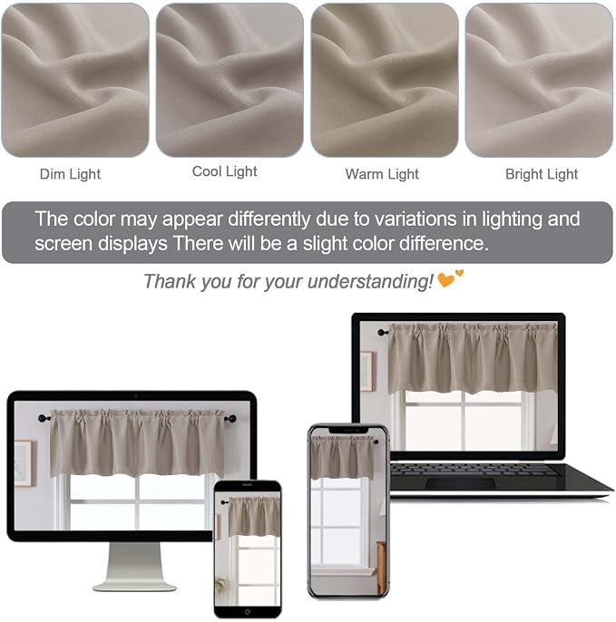 Chyhomenyc Stone Valances for Window, Room Darkening Short Curtains for Kitchen - Image 5