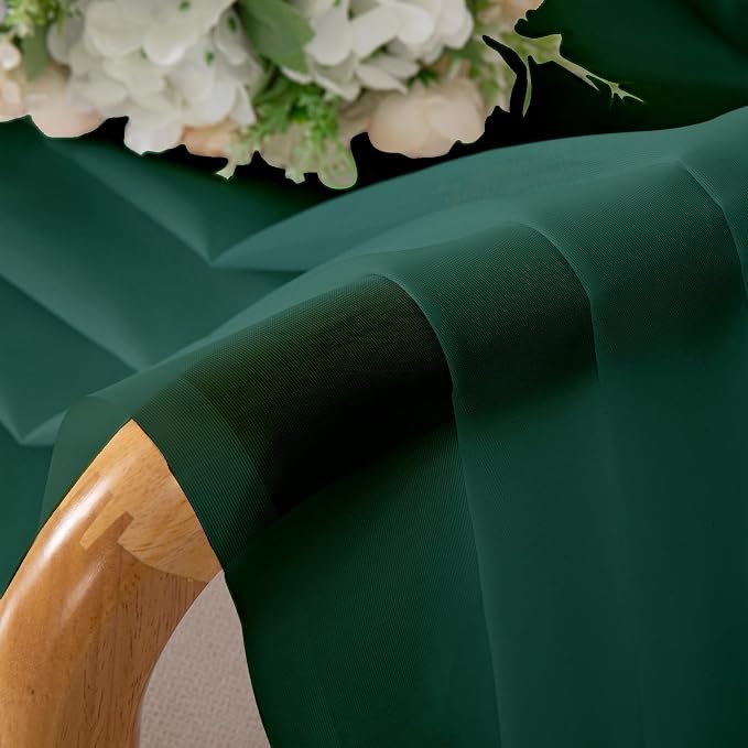 Lecloud Hunter Green Sheer Curtains 63 Inch Length 2 Panels Set, Voile Solid - Image 9