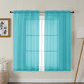 Gwine Turquoise Sheer Curtains for Bedroom 54 inches Long 2 Panels, Light by Gwine