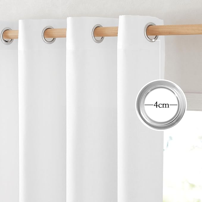 NICETOWN White Linen Curtains 132 inches Long, Grommet Privacy Added Linen - Image 2