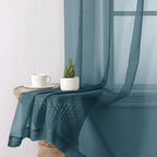 Aiyufeng Dusty Blue Sheer Curtains 36 inches Long, Short Kitchen Window - Image 5
