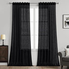 MIULEE Black Linen Curtains 84 Inch Length 2 Panels by MIULEE