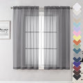 Lecloud Grey Sheer Curtains 63 Inch Long 2 Panels, Elegant Voile Drapes by Lecloud
