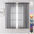 Lecloud Grey Sheer Curtains 63 Inch Long 2 Panels, Elegant Voile Drapes by Lecloud