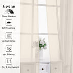 Gwine Cream Sheer Curtain Tiers 24 Inch Length 2 Panels, Light Filtering Voile - Image 2