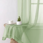 Aiyufeng Light Green Sheer Curtains 45 Inch Length 2 Panels Set - Image 4