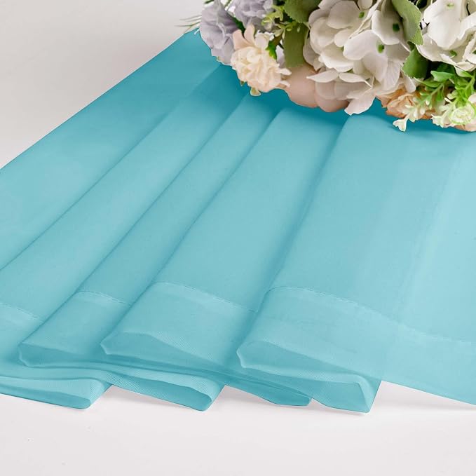 OWENIE Aqua Kitchen Sheer Curtains - Image 7