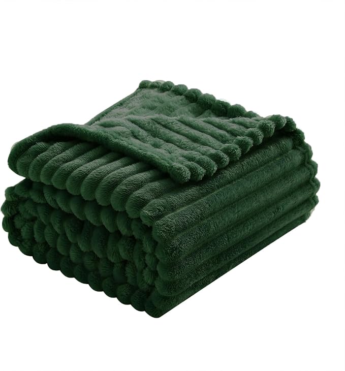 Dark Green Fleece Throw Blanket 50”×70” - Image 5