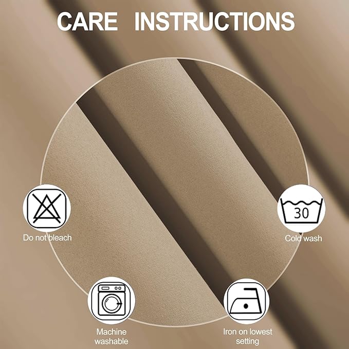 LEMOMO Blackout Curtains 66 x 54 Inch Long Natural Curtains Set of 2 Panels - Image 4