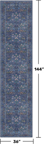 Dark Blue 3x12 Extra Long Wide Runner Rug - Image 2