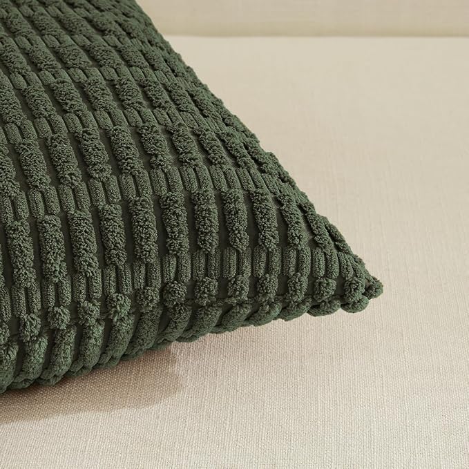 Fancy Homi 4 Packs Boho Olive Green Decorative Throw Pillow Covers 12x24 Inch - Image 4