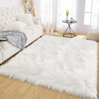 Latepis Off White 3x4 Area Rug Faux Sheepskin Fur Rug Washable Furry Rugs - Image 7