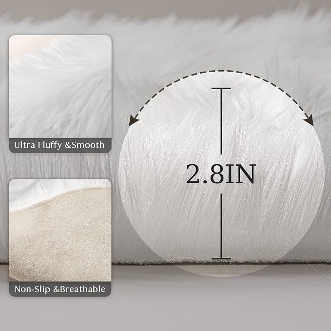 Ashler Faux Fur Rug, Dark Blue Area Rugs, Fluffy Sheepskin Fur Rug, Fuzzy Ultra - Image 5