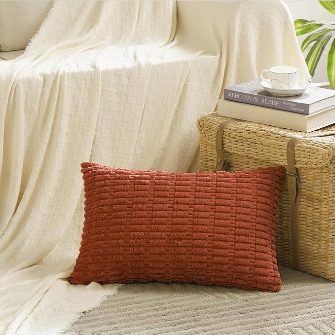 Fancy Homi 4 Packs Boho Burnt Orange Fall Decorative Throw Pillow Covers 14x24 - Image 2