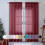 Aiyufeng 2 Piece Burgundy Sheer Curtains 84 Inch Length, Light Filtering by Aiyufeng