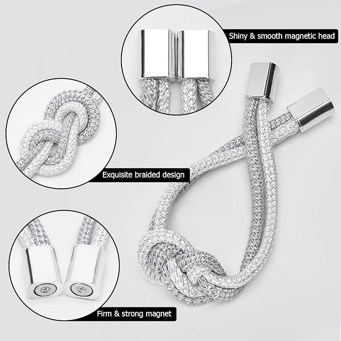 NICEEC 4 Pack Mini Magnetic Curtain Tiebacks Nordic Simple Style Drape Tie - Image 3