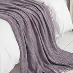BOURINA Dark Lavender Throw Blanket 60 x80 Inches Throw Textured Solid Soft - Image 6