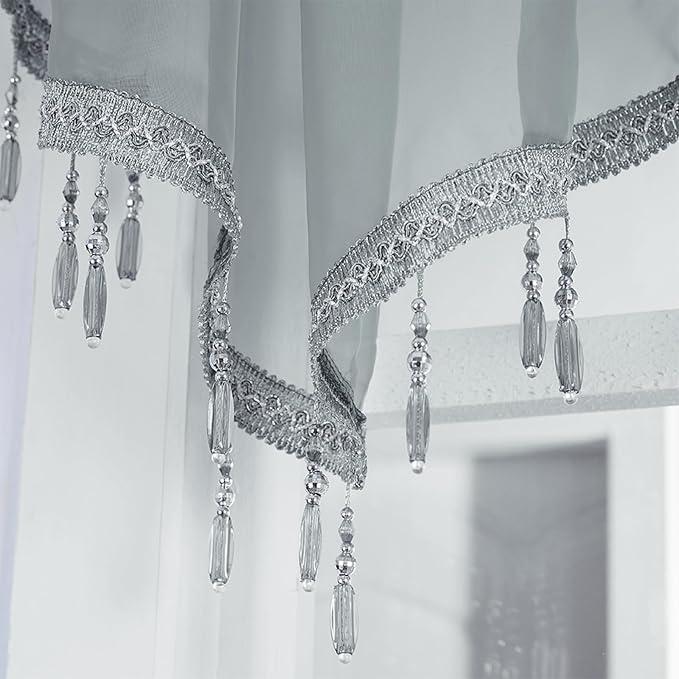 Molaxhome Swag Curtain 51 inch Length Rod Pocket Scalloped Curtain Valance - Image 5