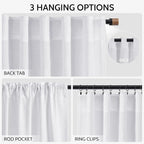 Nanspring Snow White Linen Curtains 84 Inch Length 2 Panels Set - Image 2