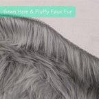 duduta Gray Faux Sheepskin Chair Seat Covers, Fluffy Shag Fur Throw Rugs Room - Image 3