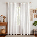 MYSKY HOME White Curtains 80 Inch Length 2 Panels Set - Image 2