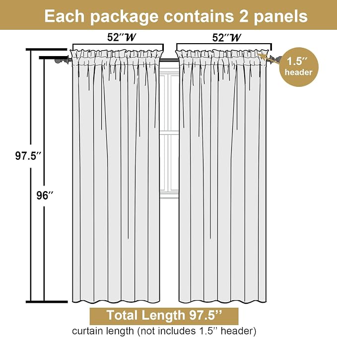 Lecloud Leia Navy Blue Sheer Curtains 96 Inches Long 2 Panels, Airy Leaf - Image 2