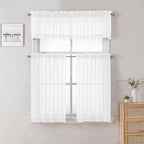 Lecloud 36 Inch White Sheer Curtains Tiers 2 PCS - Image 8