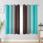 Estelar Textiler Teal and Brown Blackout Curtains 54 Inch Length, Light - Image 2