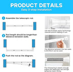 AIZESI 2pcs Spring Tension Curtain Rod 28 to 48 Inch - Image 7