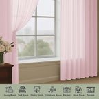 OWENIE Sheer Curtains 84 Inches Long 2 Panels Set, Sheer Blush Curtains - Image 3