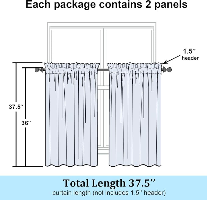 Simplebrand Sage Green Sheer 36 Inch Tier Curtains 2 Panels, Light Filtering - Image 7