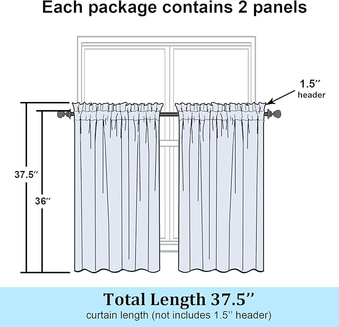 Simplebrand Chocolate Sheer Kitchen Curtains 36 Inch Length Tier Curtains 2 - Image 7