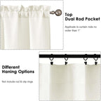 OWENIE Bob Valance Curtains 18 Inch Length 1 Piece, Faux Linen Slub Solid Ivory - Image 4