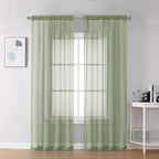 Chyhomenyc Sheer Sage Green Curtains 90 inches Long 2 Panels, Light Filtering by Chyhomenyc