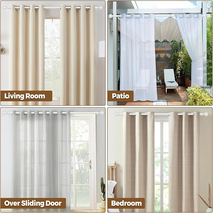 KAMANINA 1 Inch Extra Long Curtain Rod 140 to 195 Inches White Heavy Duty - Image 9