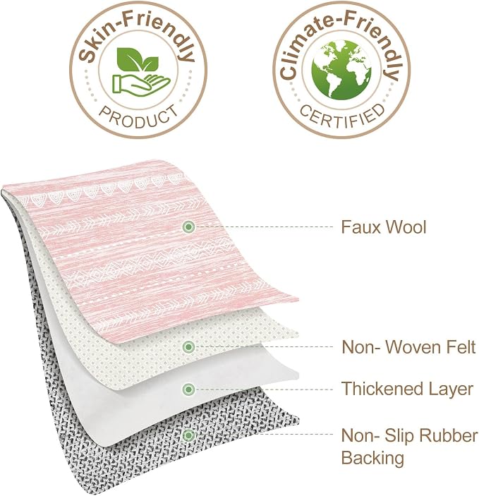 Nakagishi Pink Rugs for Bedroom Girls: 5x7 Washable Boho Large Neutral Area Rug - Image 8