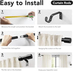 IFELS Heavy Duty Curtain Rods for Windows 48 to 84 Inch, 1 Inch Black Curtain - Image 7