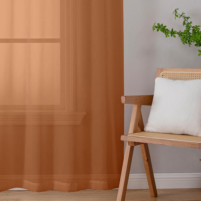 Chyhomenyc Orange Sheer Curtains 78 Inches Long 2 Panels Set - Image 5