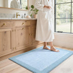 48x32 Large Bathroom Rugs Washable Non Slip, Light Blue Bath Mat - Image 3