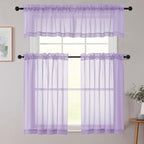 Lavender Kitchen Curtains 30 Inch Length Tier 2 PCS, Solid Soft Airy Half - Image 8