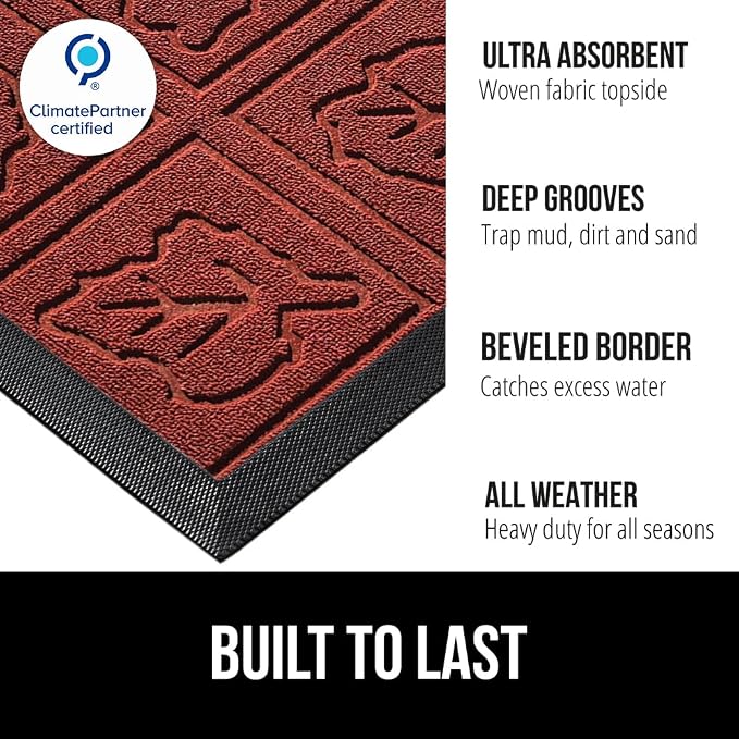 GORILLA GRIP 100% Waterproof All-Season WeatherMAX Doormat, US Designed Natural - Image 2