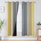 Estelar Textiler Ombre Grey and Yellow Blackout Curtains 72 Inch Length 2 Panels by ESTELARTEXTILER