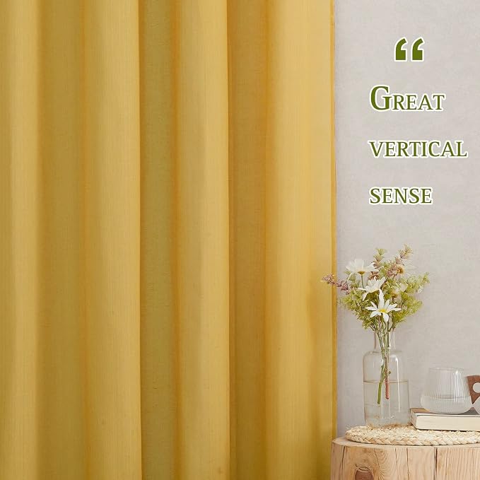 NICETOWN Semi Sheer Curtains Flax Linen Texture, Grommet Retro Window Treatment - Image 3