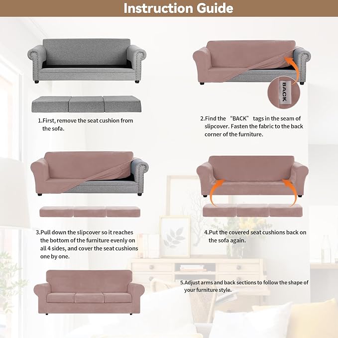 WEERRW 4 Pieces Velvet High Stretch Couch Covers - Image 6