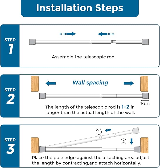 AIZESI 5/8 Inch Spring Tension Curtain Rods - Image 9