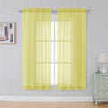 Simplebrand Lemon Sheer Curtains 63 Inch Length 2 Panels, Rod Pocket Solid by Simplebrand